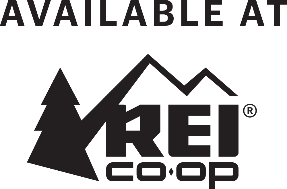 REI Co-op logo with mountains and trees on a white background