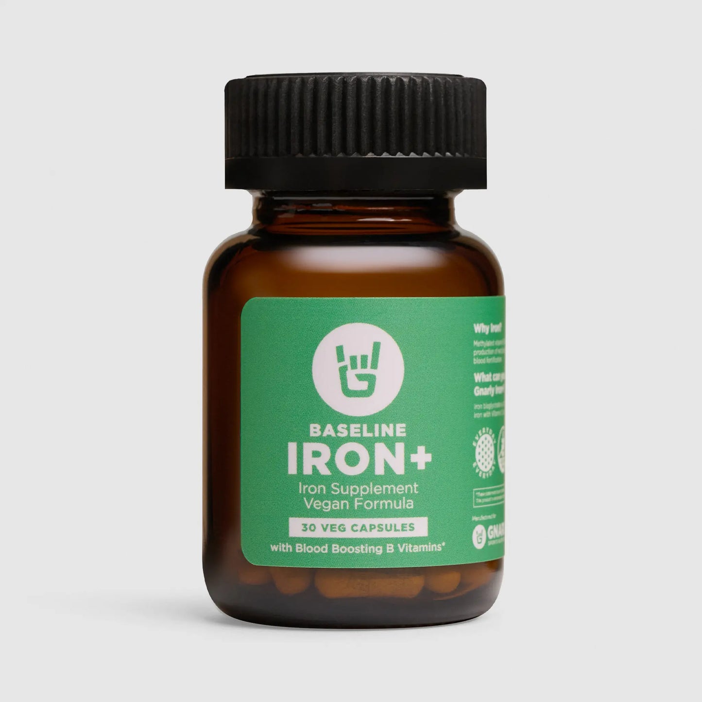 Gnarly Baseline Iron+ Vegan Supplement bottle