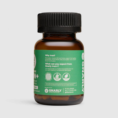 Gnarly Baseline Iron+ Vegan Supplement bottle