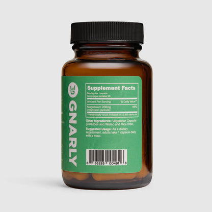 Gnarly Nutrition Baseline vegan Magnesium Glycinate bottle nutrition information
