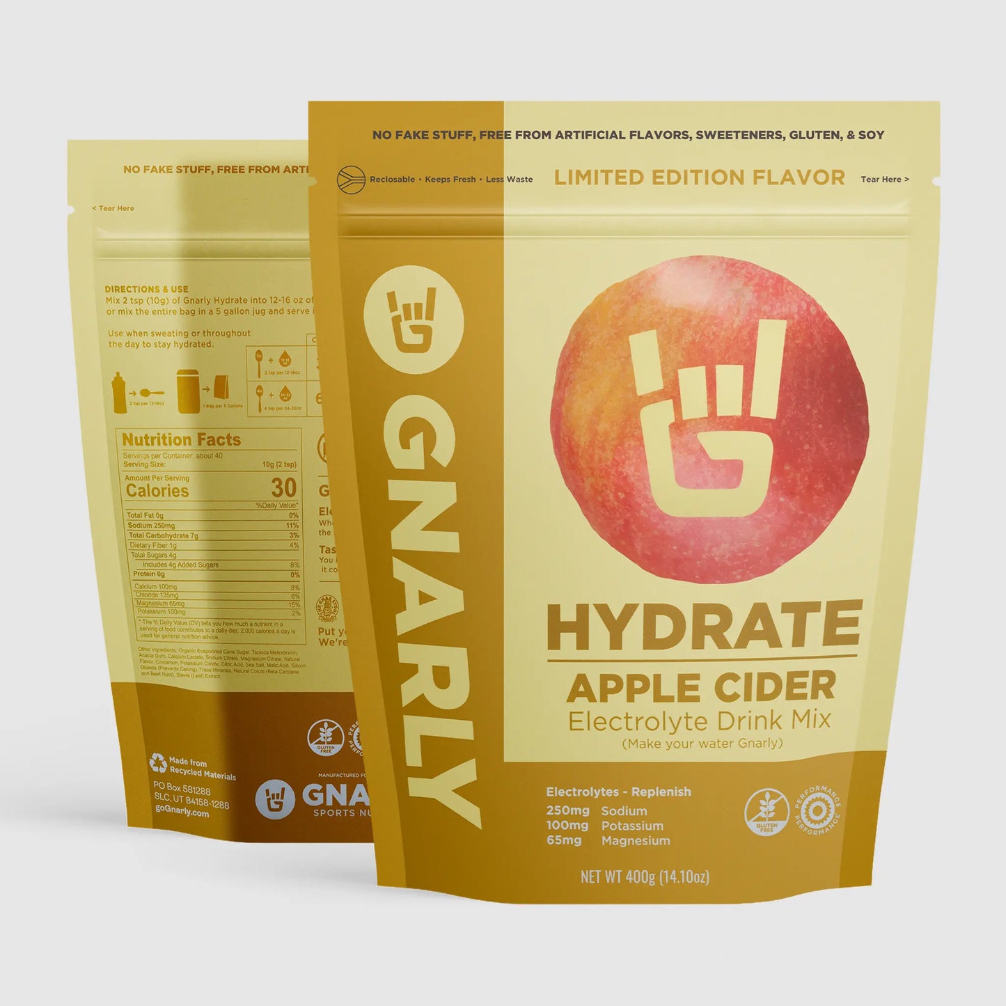 Gnarly Hydrate Apple Cider electrolyte packaging
