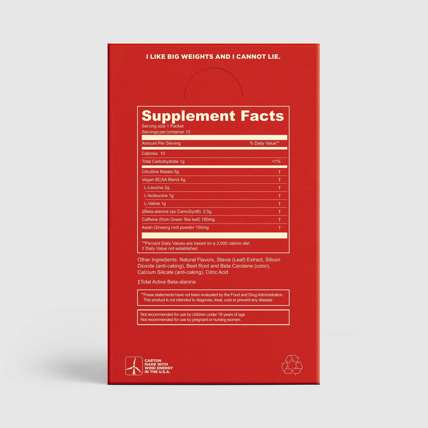 Red Gnarly supplement package with 'Supplement Facts' label on a gray background