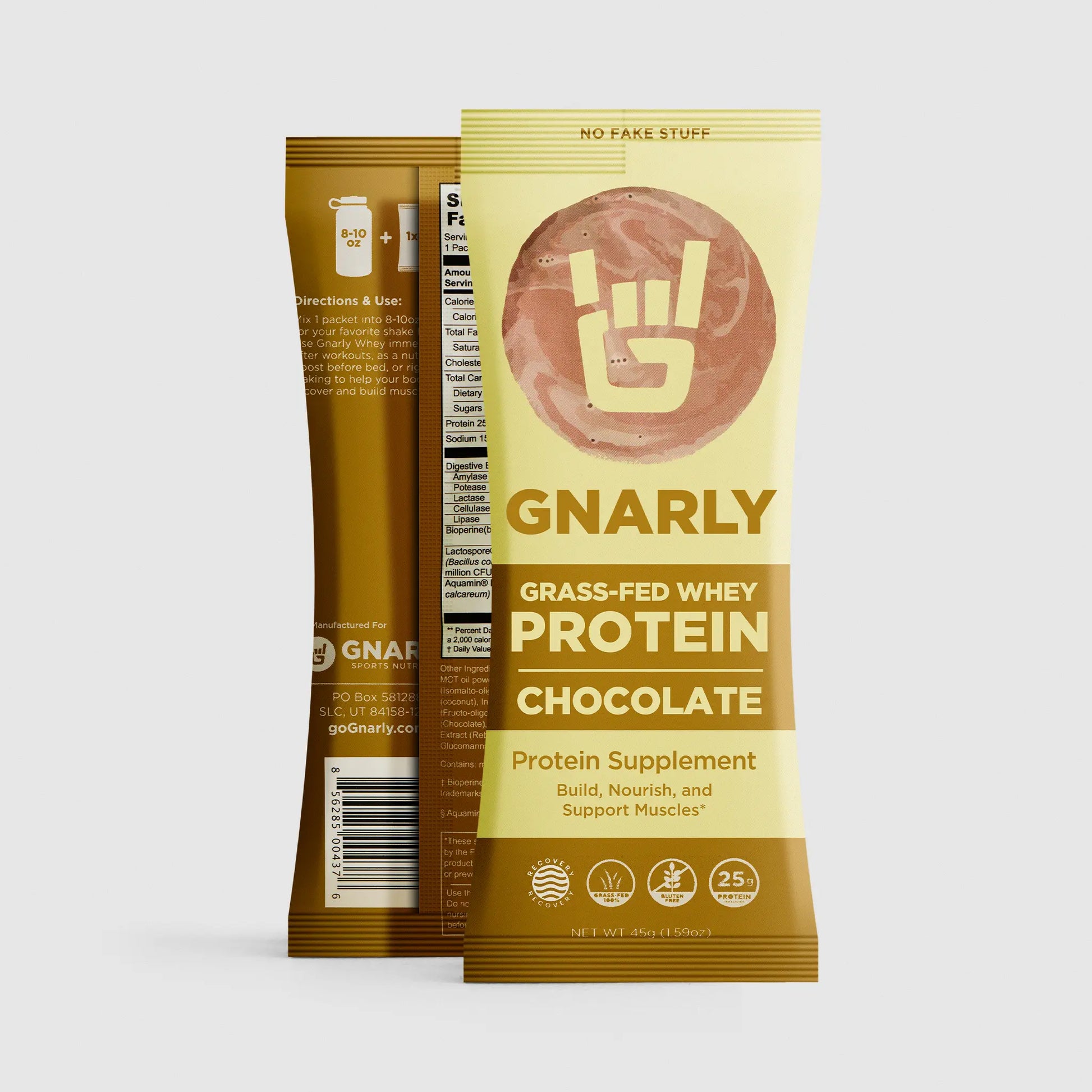 Gnarly Grass-fed Whey chocolate Protein powder packet