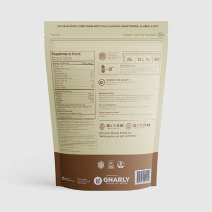 Gnarly Grass-fed Whey Chocolate Protein powder nutrition information