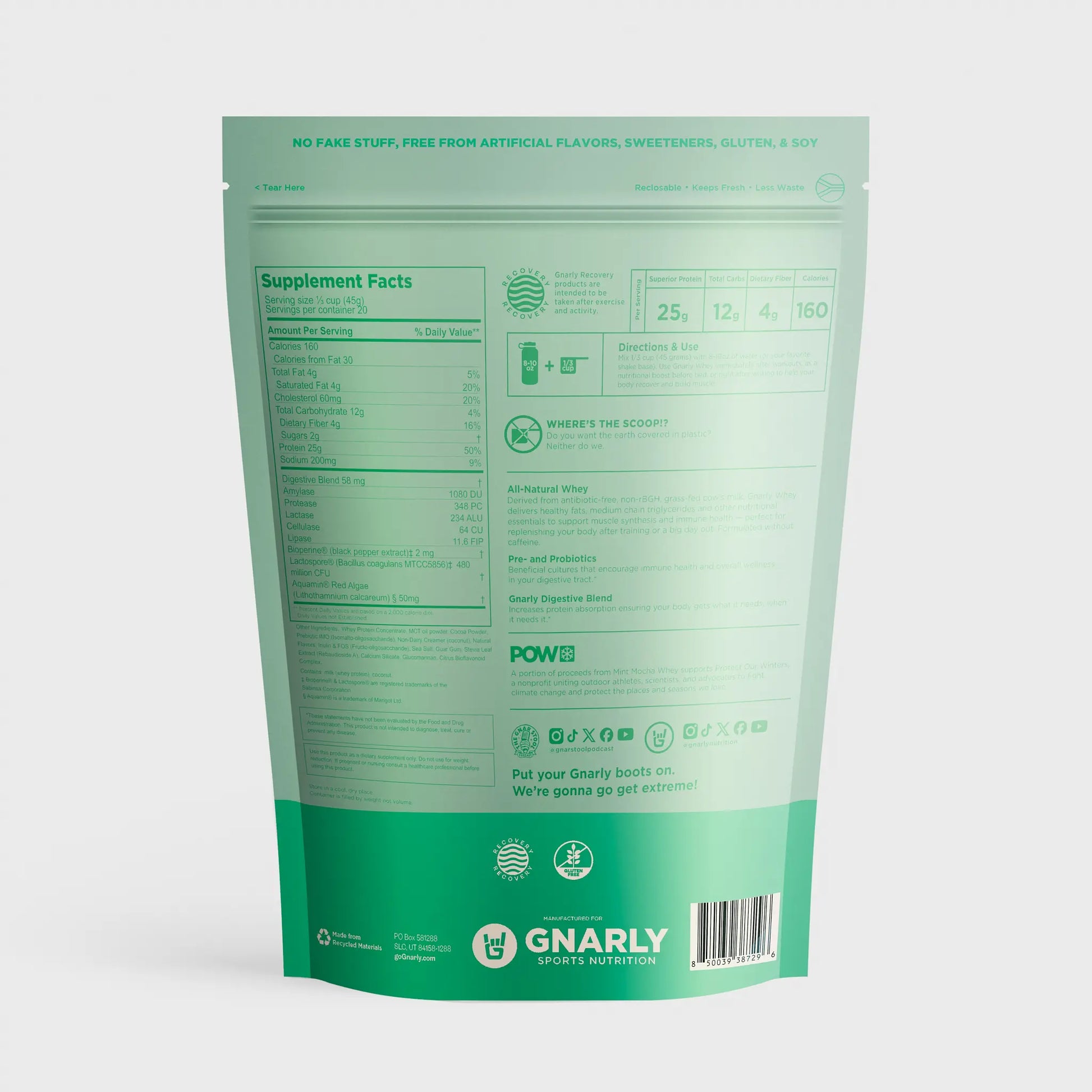 Protect Our Winters x Gnarly Mint Mocha Whey - Gnarly Nutrition