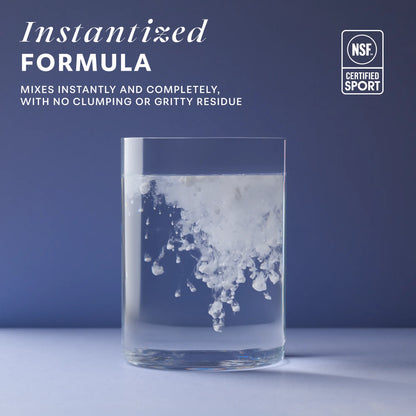 Instantized creatine dissolving completely in a glass of water with no gritty residue