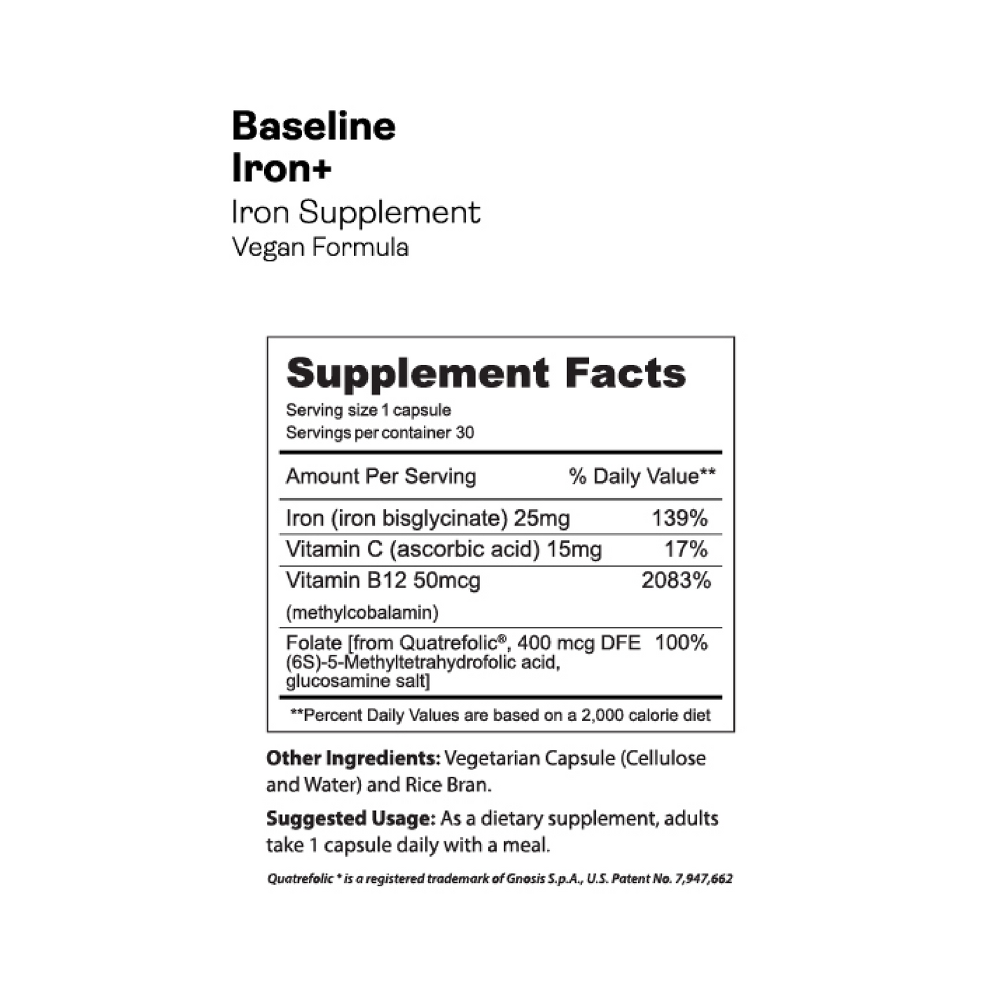 Gnarly Baseline Iron+ Vegan Supplement information