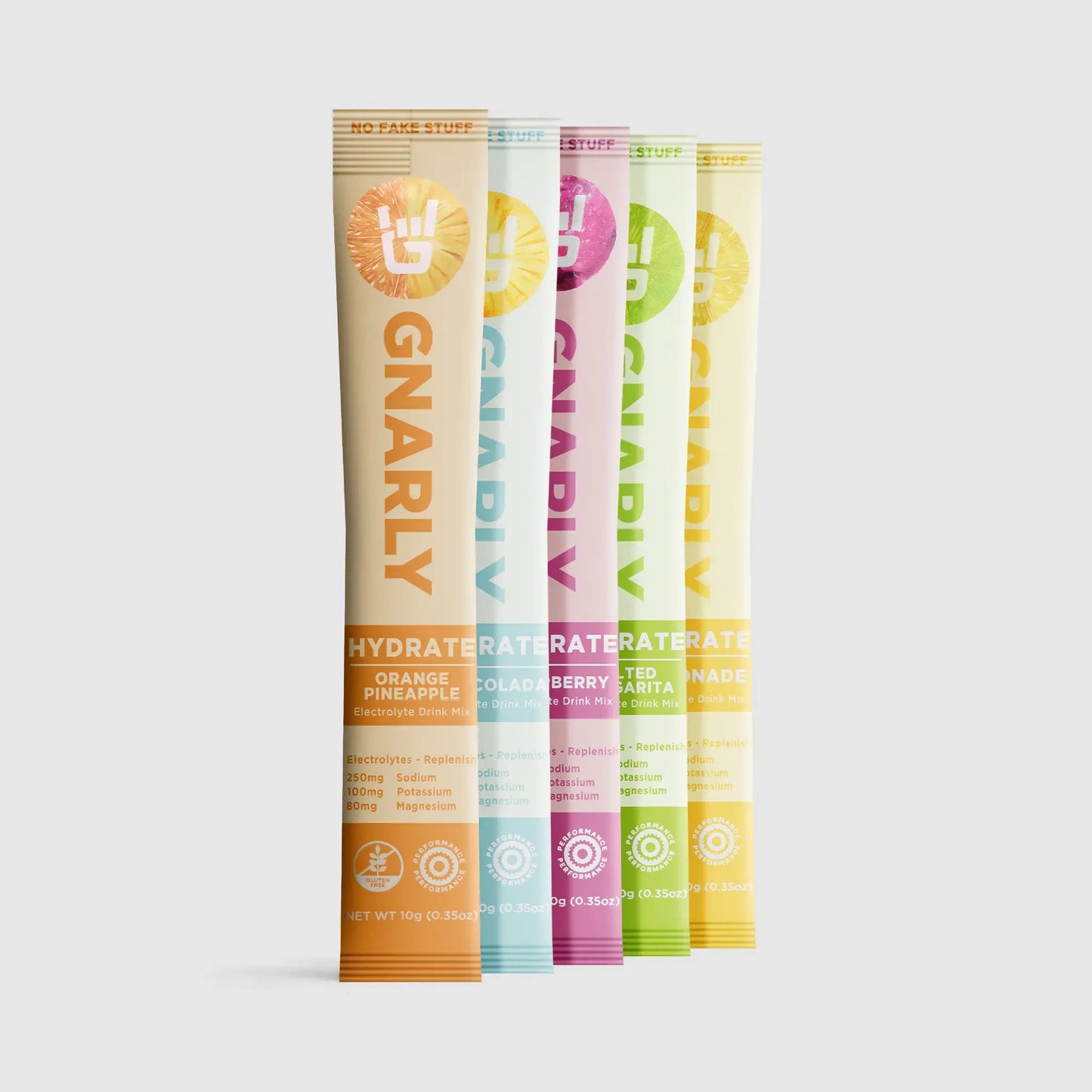 Gnarly Hydrate electrolyte drink mix, five flavors